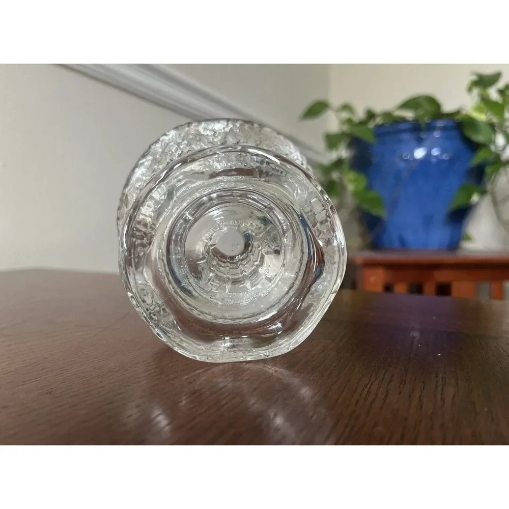 2 Vtg Anchor Hocking Reversible Pebble Glass Pedestal Candle Holder Mid-Century